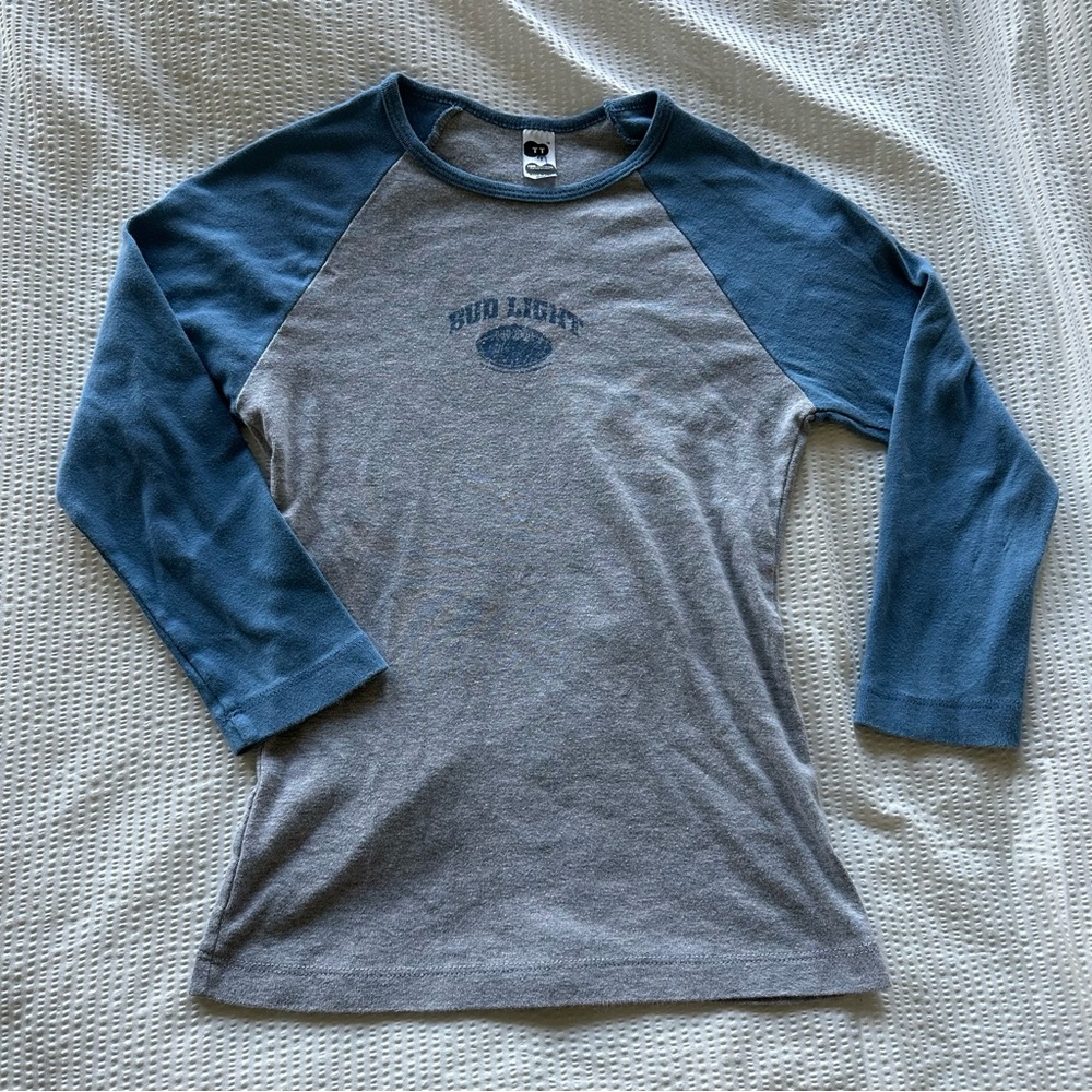 Bud Light Blue and Gray Raglan Shirt